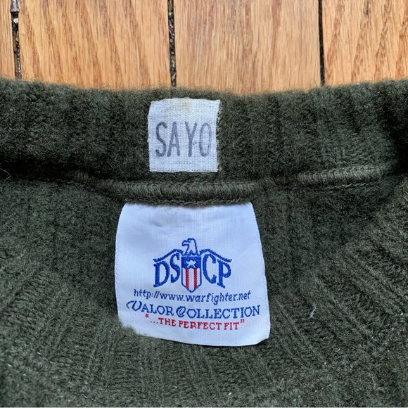 DSCP Valor Collection %100 Wool War Fighter Army Green Sweater Made In U.S.A. - Picture 7 of 11
